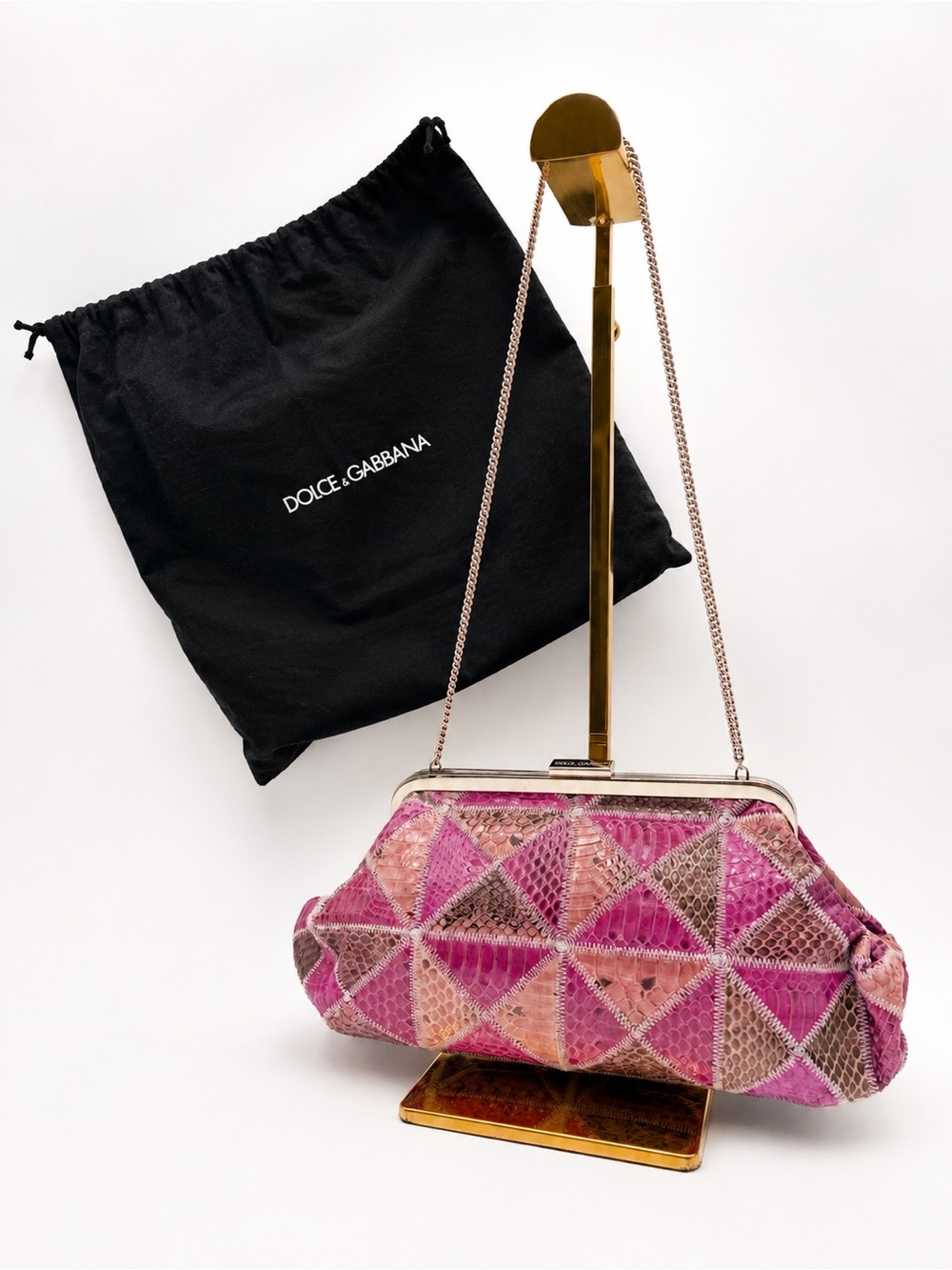 Dolce & Gabbana • Multicolor Python Style Patchwork Chain Purse/Clutch - Picture 4 of 14